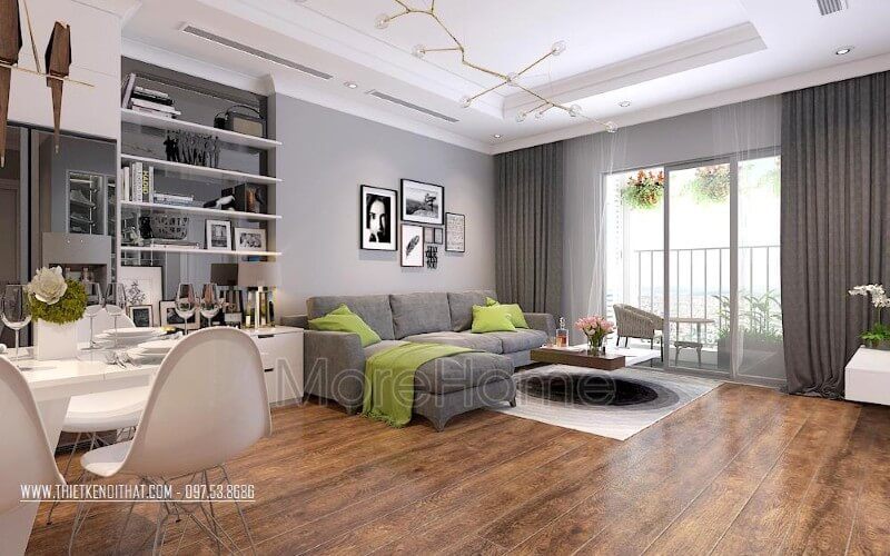 . Sofa bọc nỉ màu xám là yếu tố quan trọng góp phần tạo nên không gian, tạo nên sự liên kết và liên mạch trong thiết kế cũng như kết nối các đồ vật trong căn nhà.